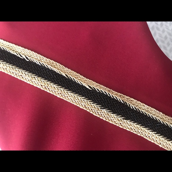 Men’s red striped jogger track pants. Elastic waistband with draw cord. - Picture 4 of 7